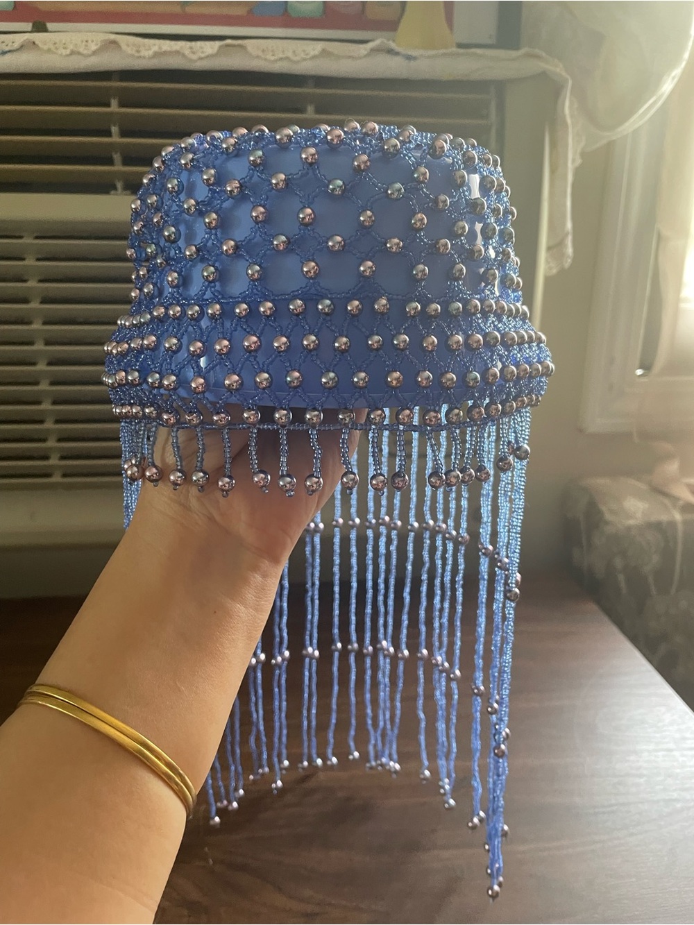 Blue Beaded Fringe Women's Hat - Brand